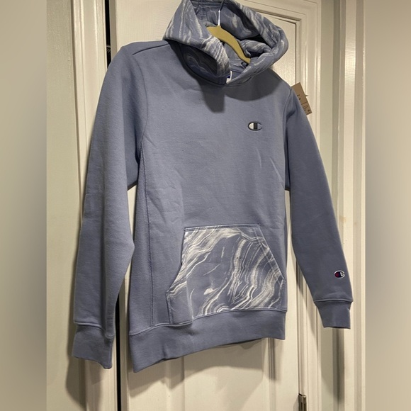 NWT Champion Size M Dusty Blue Marble Flow Recerse Weave Hoodie Kangaroo Pocket - Picture 5 of 14